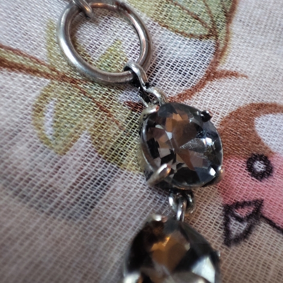 Round Faceted Prong Set Smoke Rhinestone Oxidized Pewter Color Setting Bracelet - Picture 11 of 11